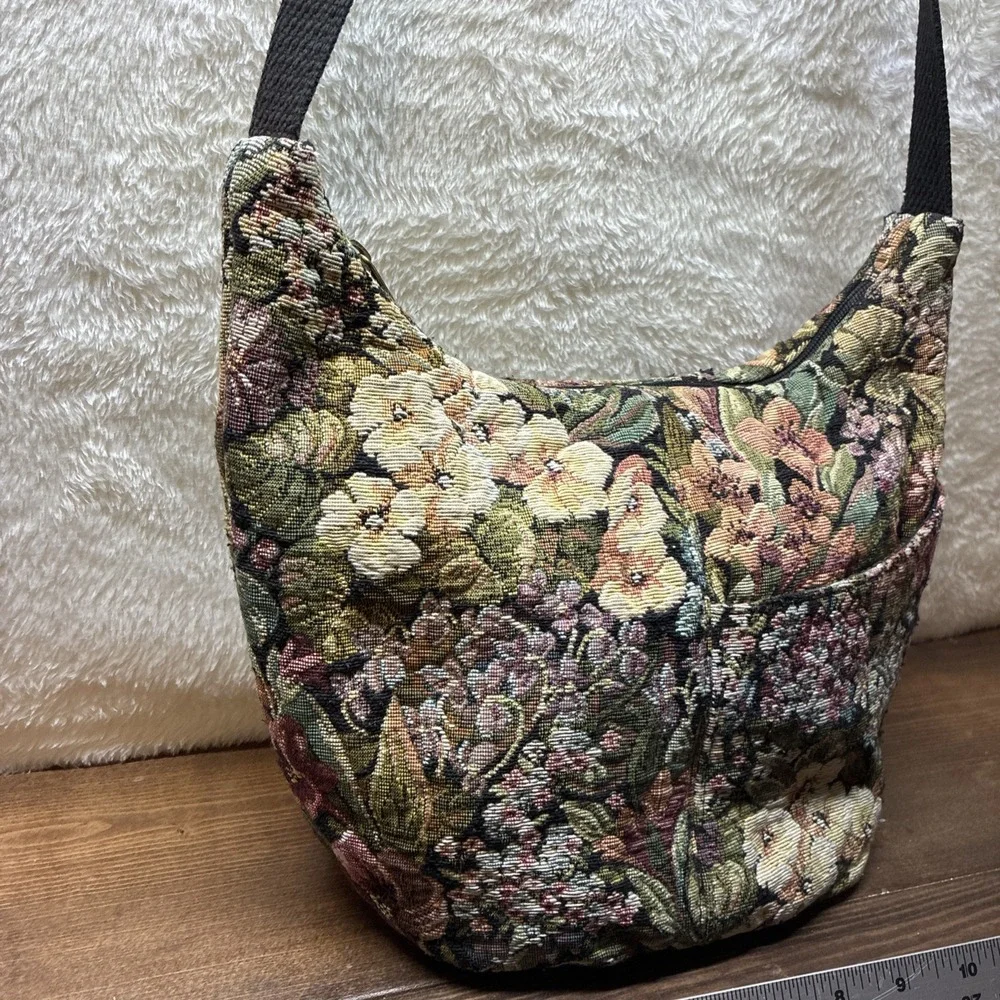 Vintage Floral Tapestry Shoulder Bag Wallet Set Multicolor Grandmacore